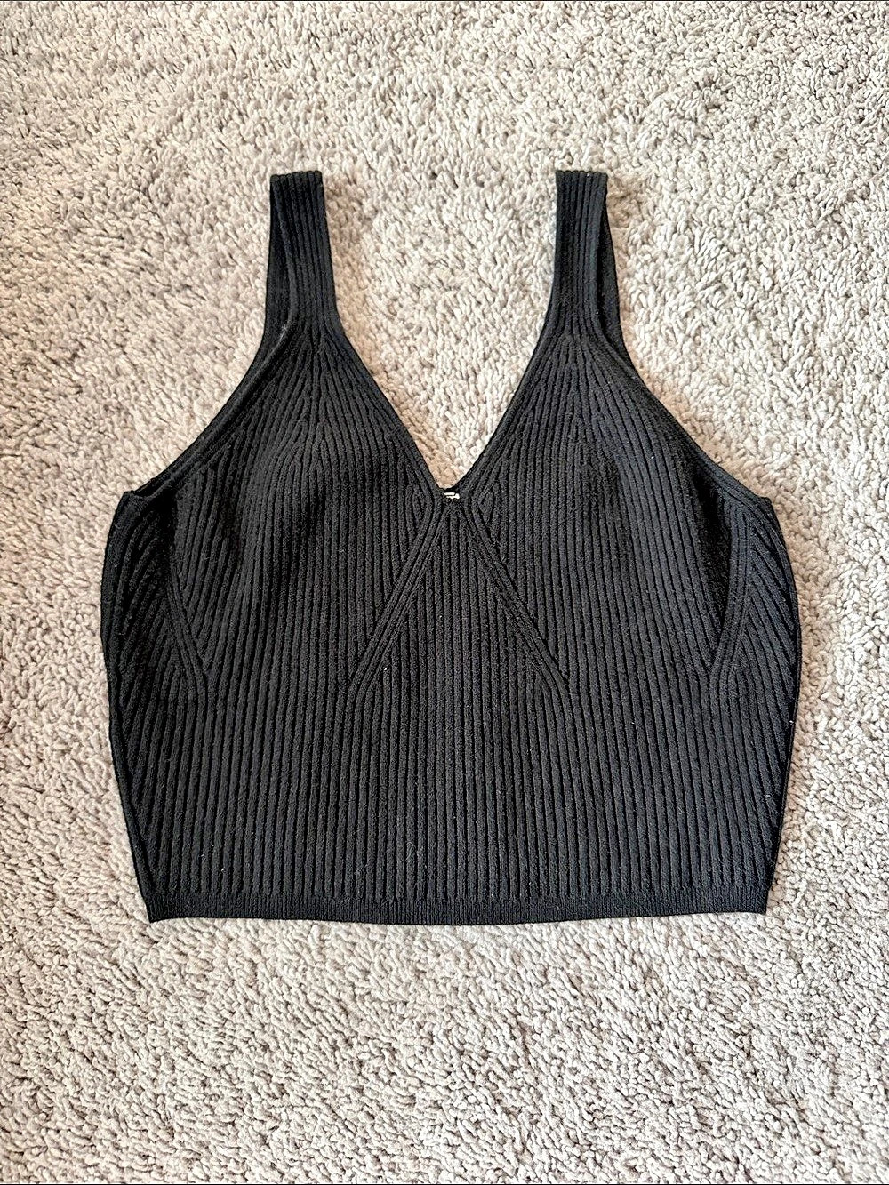 Lululemon Ribbed Knit Cropped Tank Top Black Size 6